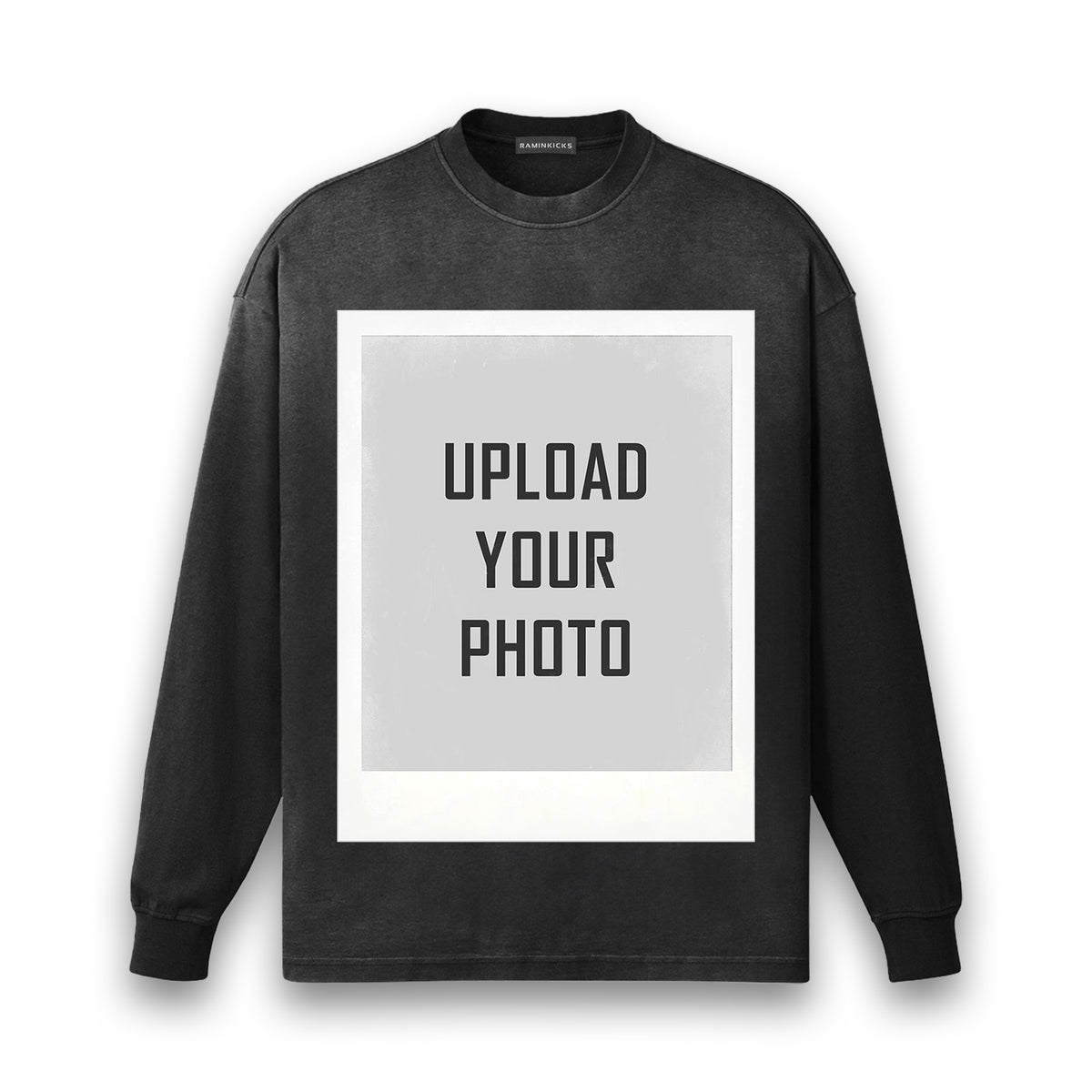 Custom Photo Design T-shirt in faded graphite longsleeve — RAMINKICKS