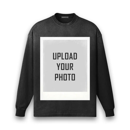 Custom Photo Design T-shirt in faded graphite longsleeve — RAMINKICKS