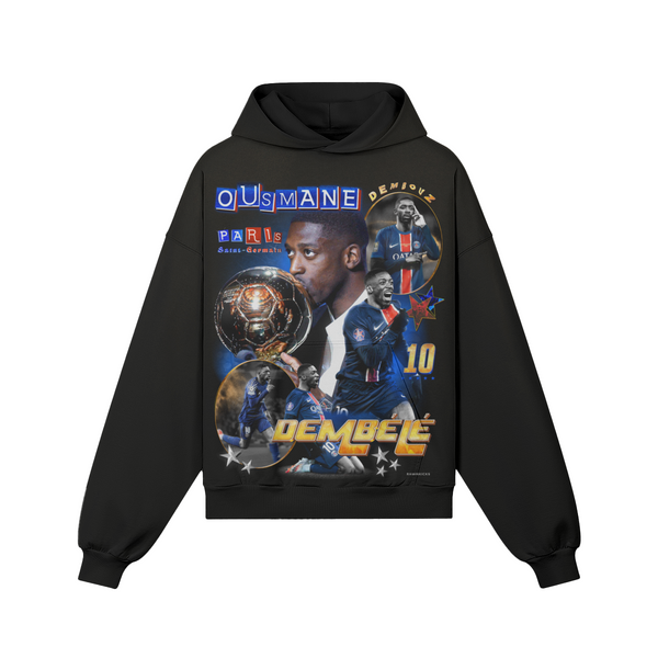 Black Ousmane Dembélé (Ballon d'Or) Hoodie product photo - Front View